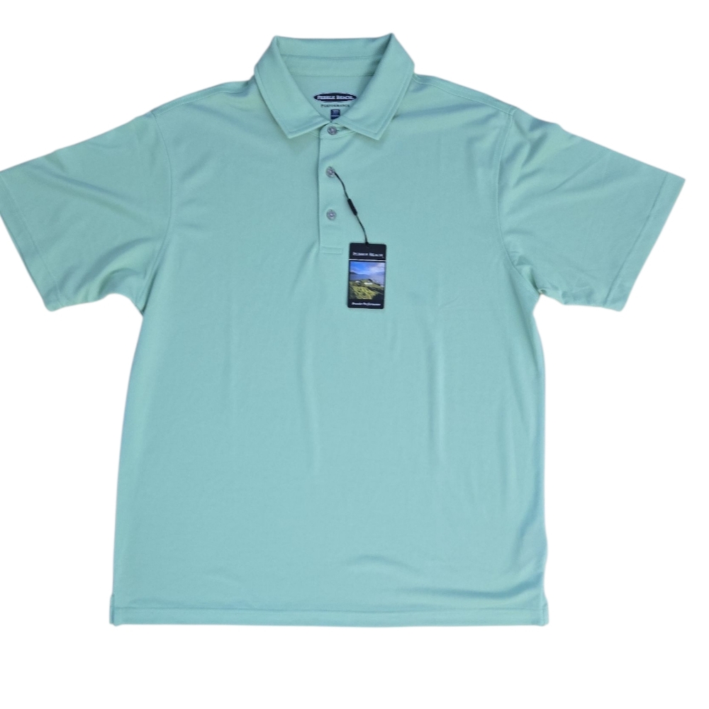 Pebble Beach Performance Golf Polo Shirt Mens L Light Green Comfort